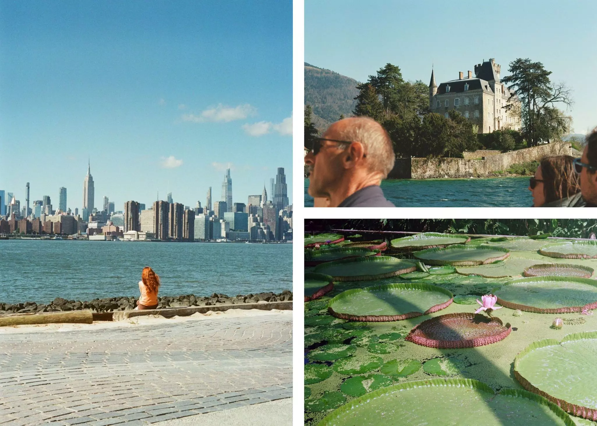 Collage for "Our editors' favorite cameras for travel"

Left: The Manhattan skyline viewed from Williamsburg, Brooklyn. Top right: Lake Annecy. Bottom right: Lotus flower on Ko Samui, Thailand. Ann Douglas Lott/Lonely Planet (3)