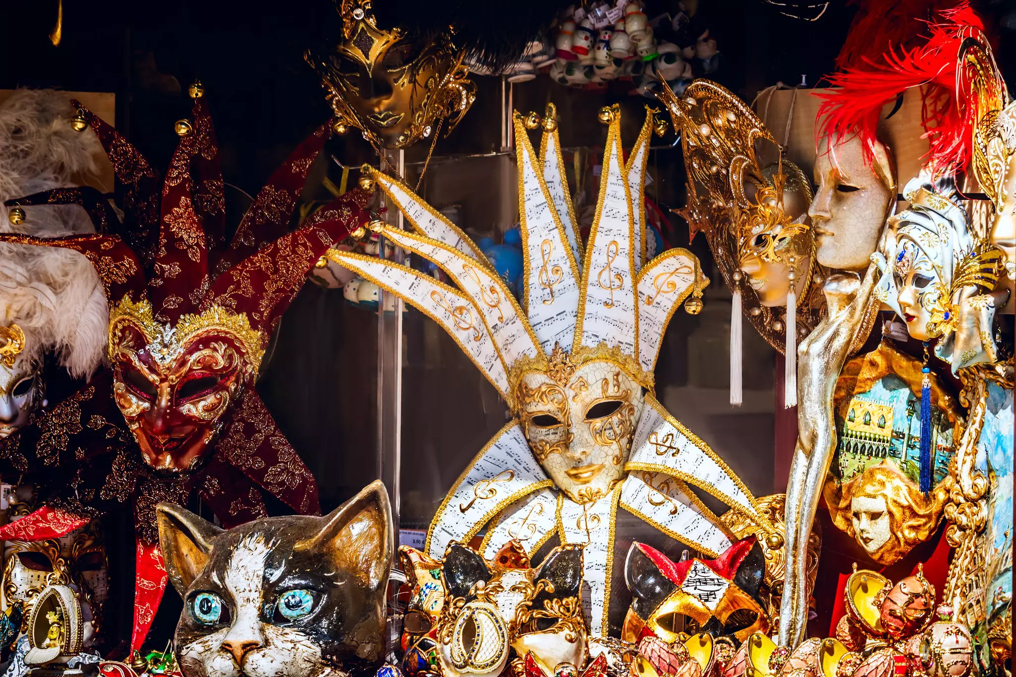 Colorful masks on sale during the Venetian-influenced carnival in Kotor, Montenegro.
