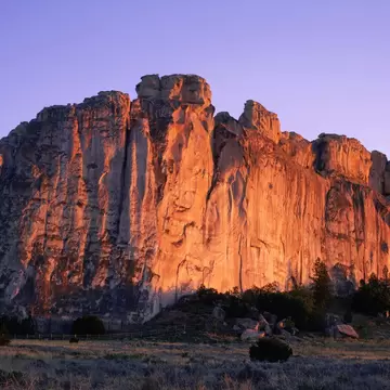 a view of the hilltop ruins of Atsinna Pueblo in El Morro National Monument