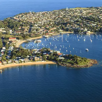 Sydney harbor view. Aerial shot of Watsons Bay and Camp Cove in Sydney, Australia. 