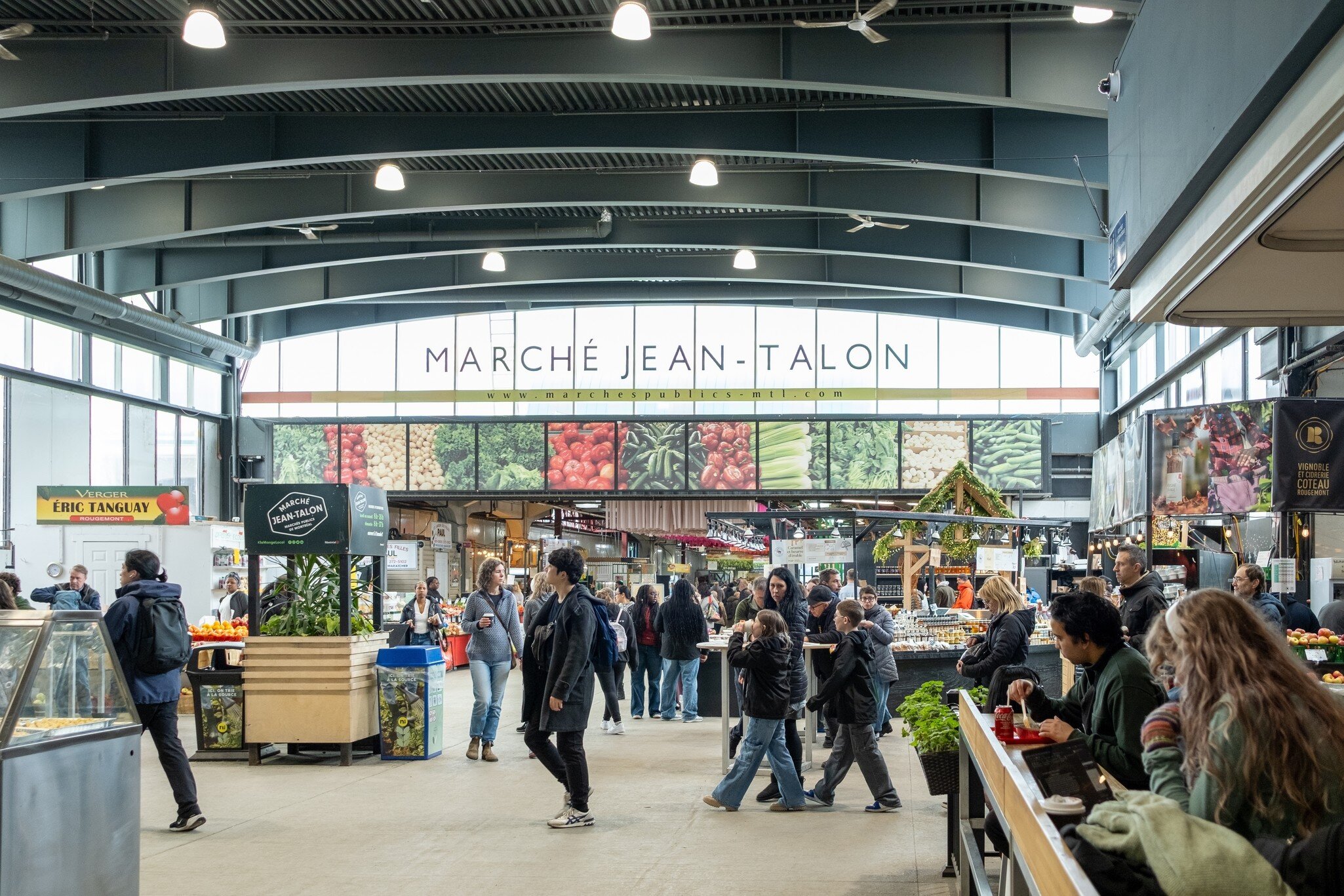 Shoppers in the indoor farmers market