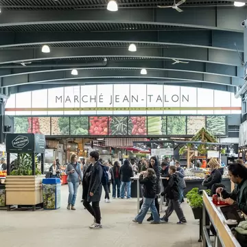 Shoppers in the indoor farmers market