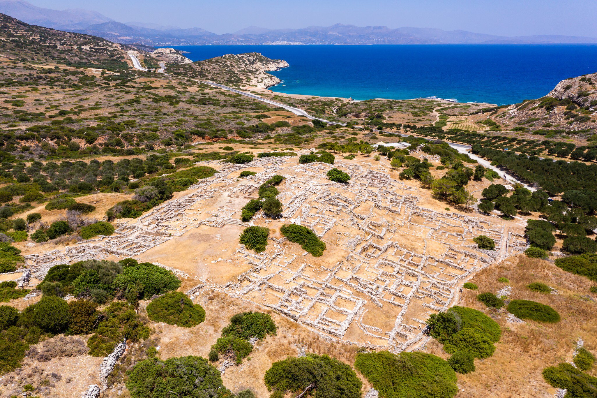 Aerial drone view of the ancient Minoan ruins at Gournia on the Greek island of Crete, License Type: media, Download Time: 2025-12-02T18:56:54.000Z, User: LP_YKhanna, Editorial: false, purchase_order: 65050 - Digital Destinations and Articles, job: LP, client: App Content, other: Yuvraj Khanna