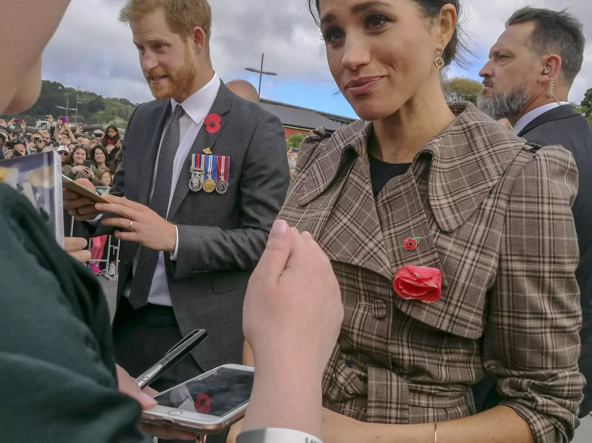 Wellington, New Zealand - October 28, 2018: The Duke and Duchess of Sussex chat with members of the crowd at the Wellington War Memorial in New Zealand.
1060728450