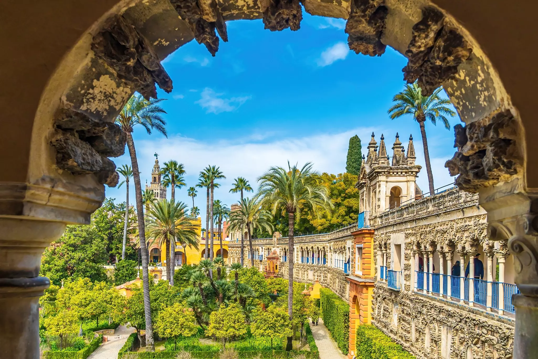 Exterior and garden of Real Alcazar Destination in  Sevilla, Spain