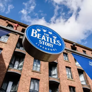 Liverpool, UK - May 17 2018: The Beatles Story located on the historical Albert Dock, opened on 1 May 1990. The museum was also recognised as one of the best tourist attractions of the United Kingdom