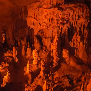 View of mineral formations in Perama Cave, Northern Greece.