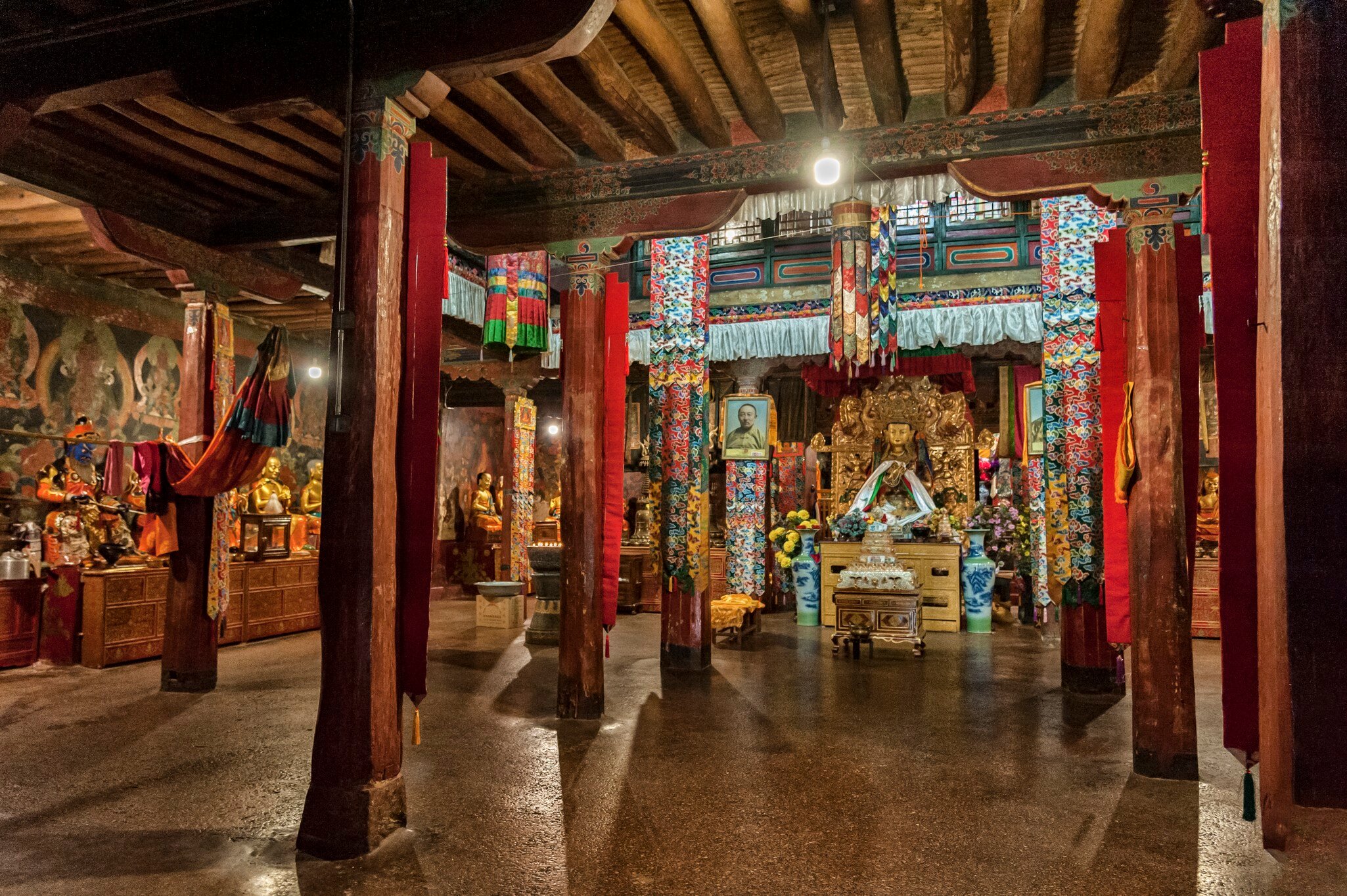 The main assembly hall of Samye Monastery in Dranang county, Shannan (Lhoka) Prefecture, Tibet, China. Samye Monastery (Samye Gompa) is the first buddhist monastery built in Tibet, established in 763 AD under the patronage of Tibetan king Trisong ...