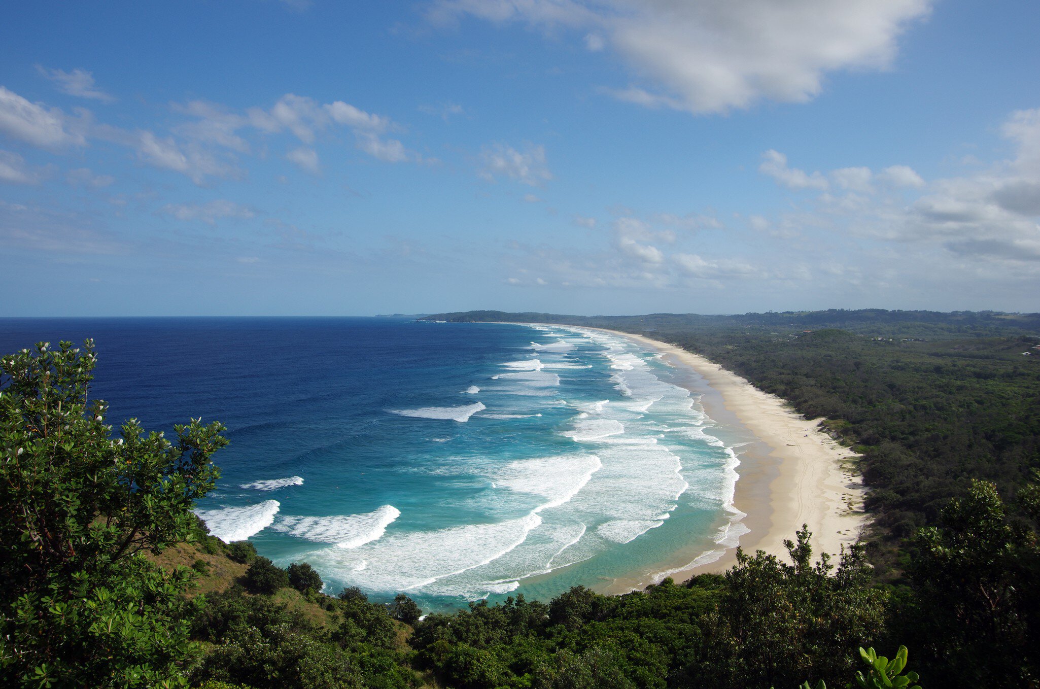 Tallow Beach, a long stretch of beach near Byron Bay, is a popular surf  spot in New South Wales, Australia
2015; Australia; Beach; Blue; Byron Bay; Coastline; Color Image; Day; Horizontal; Lifestyles; New South Wales; Outdoors; Photography; Sand; Sea; Shore; Sky; Sport; Surf; Surf Spot; Surfing; Surfing locations; Tallow Beach; Water;