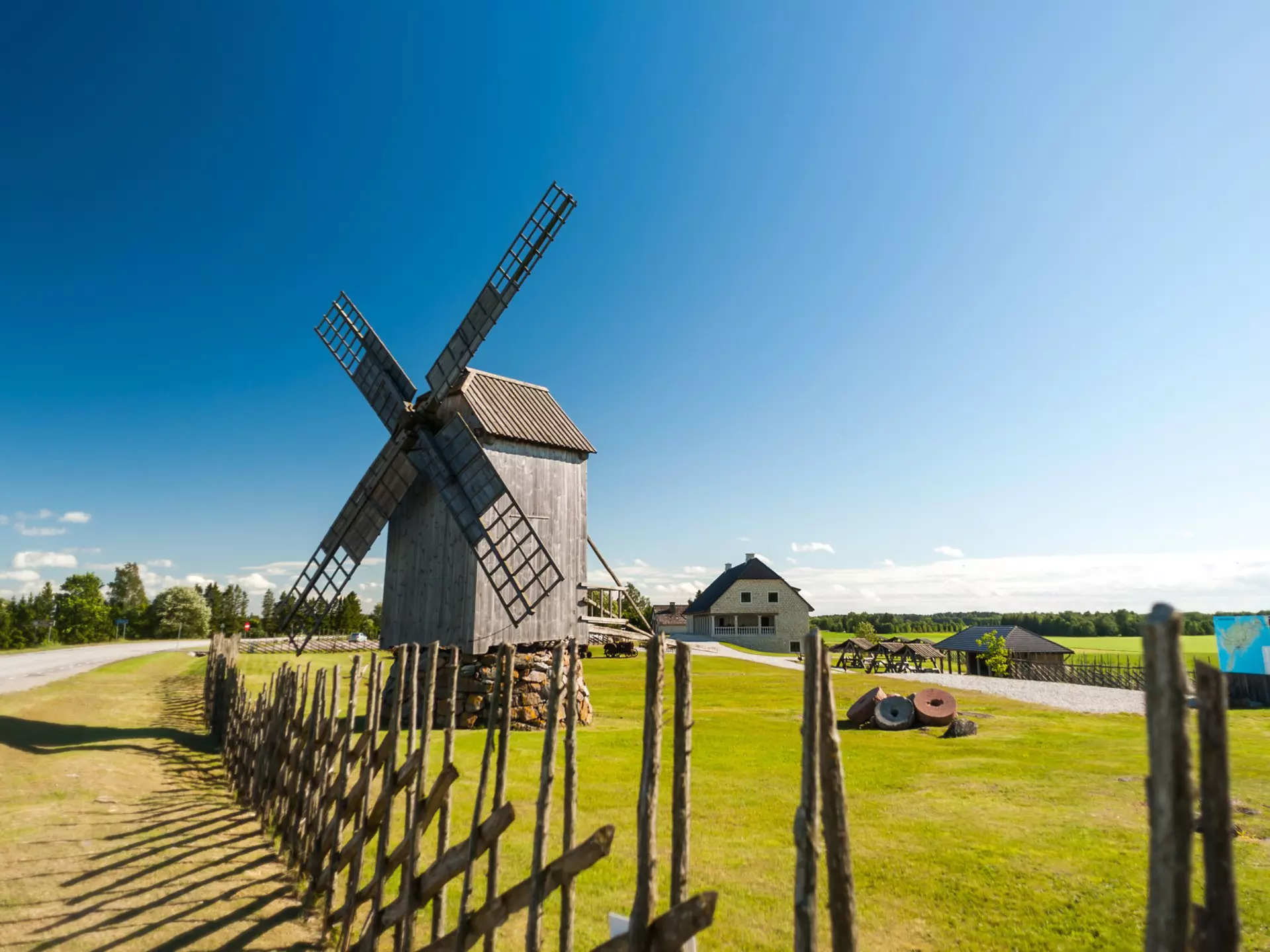 Angla Windmill Hill on Saaremaa Island in Estonia. A. Aleksandravicius/Shutterstock