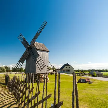 Angla Windmill Hill on Saaremaa Island in Estonia. A. Aleksandravicius/Shutterstock