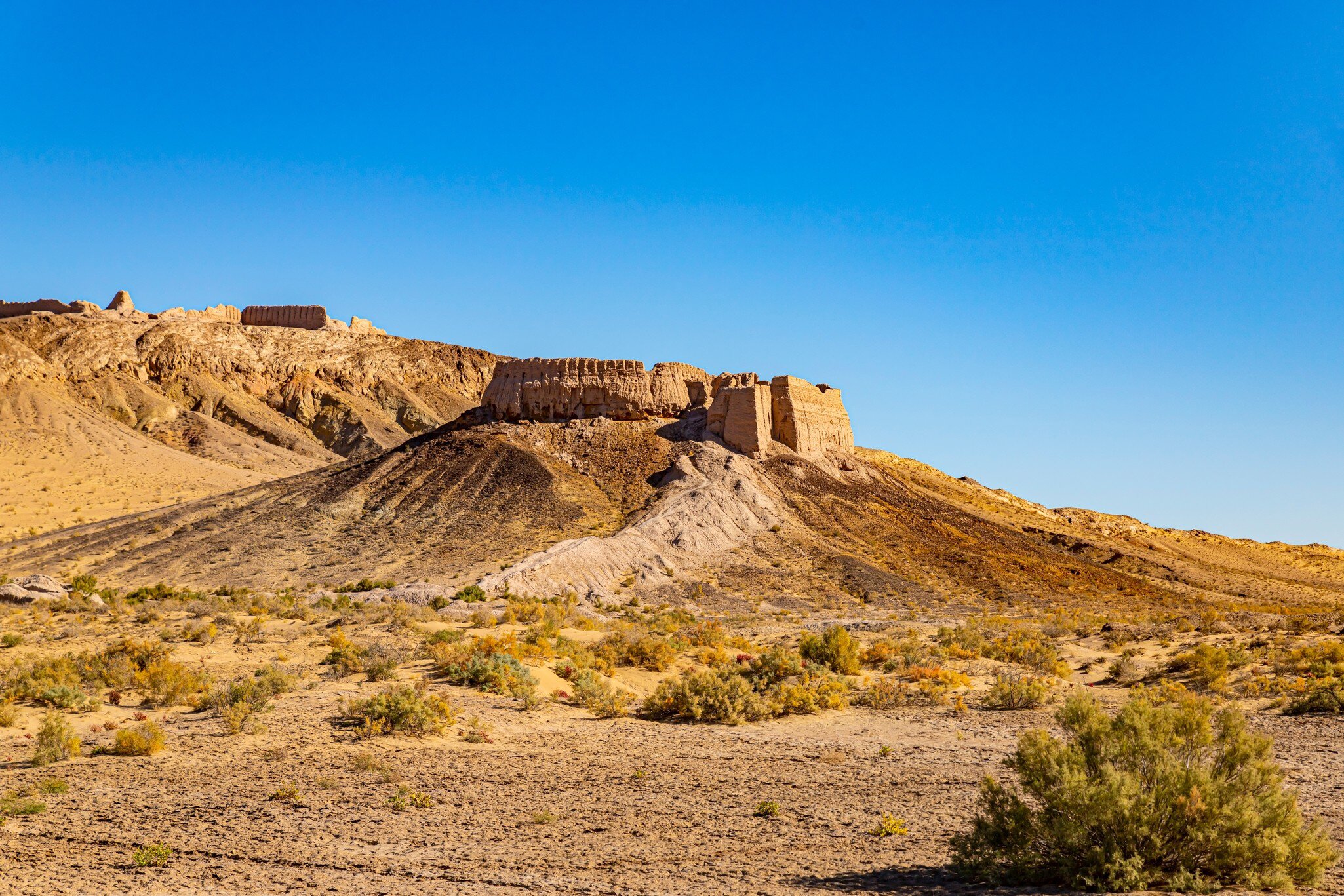 The Ayaz Qala fortresses in the Kyzylkum Desert (Uzbekistan); Shutterstock ID 2073642980;
