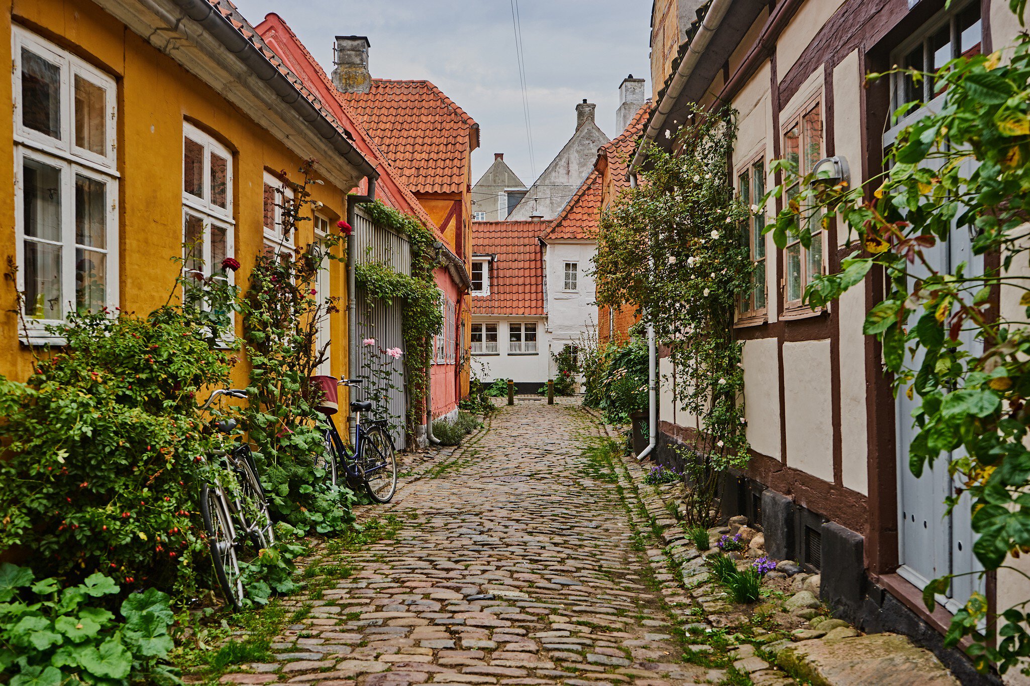 Cobblestone streets from Helsingor in Denmark.