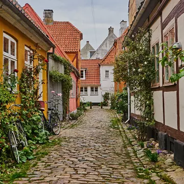 Cobblestone streets from Helsingor in Denmark.