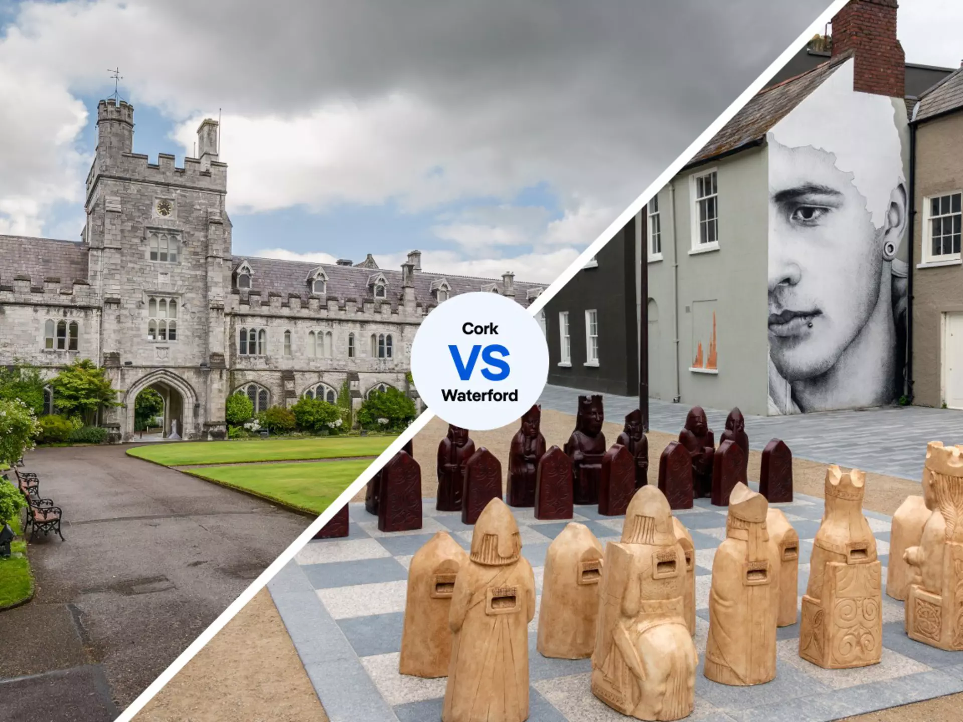 Tour the Long Hall and Clock Tower of University College Cork or embrace the cultural activity in Waterford City © Shutterstock; Alamy