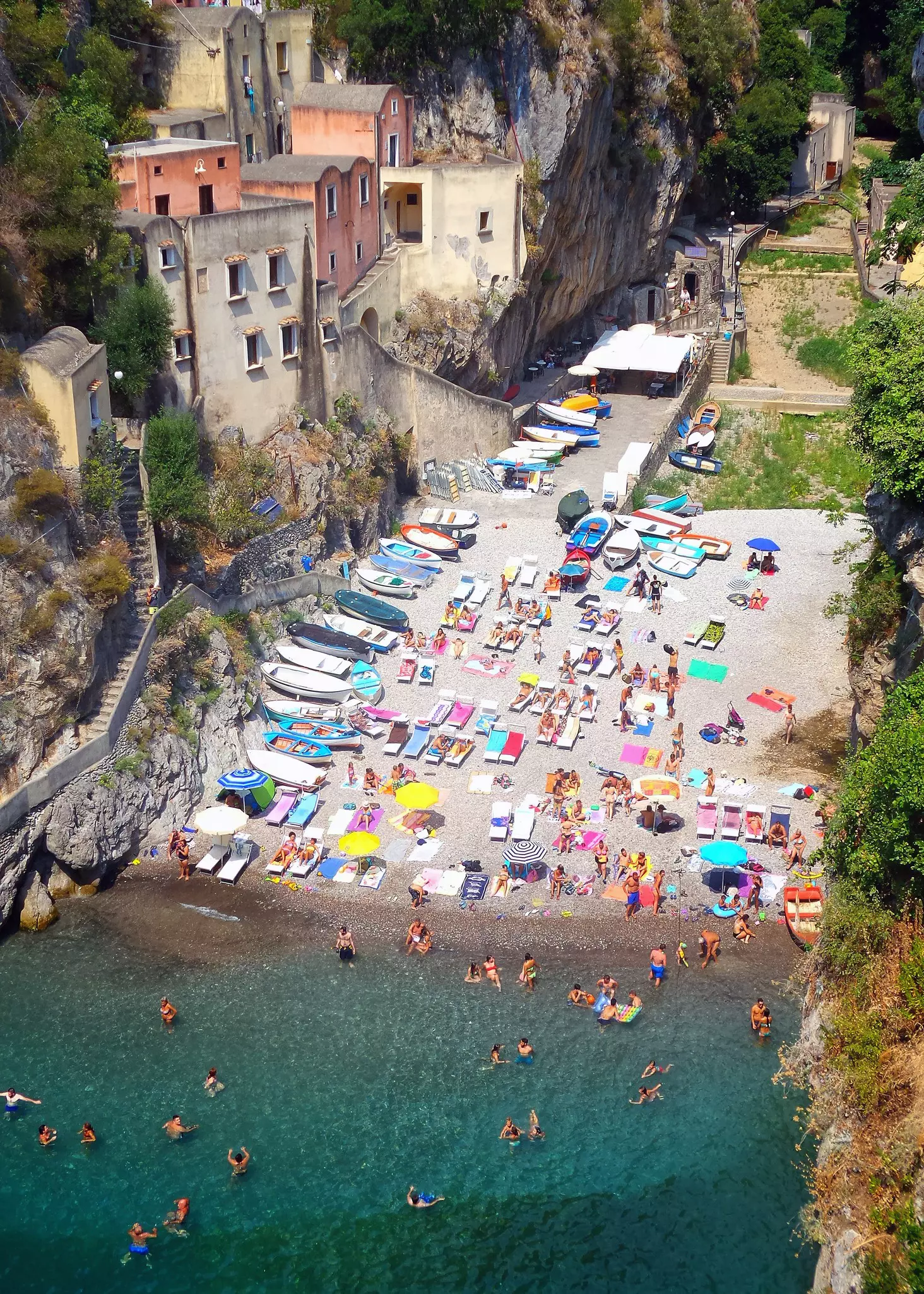 Furore forte, Amalfi Coast, Ravello Italy. A beach photo from the viaduct at Amalfi coast.