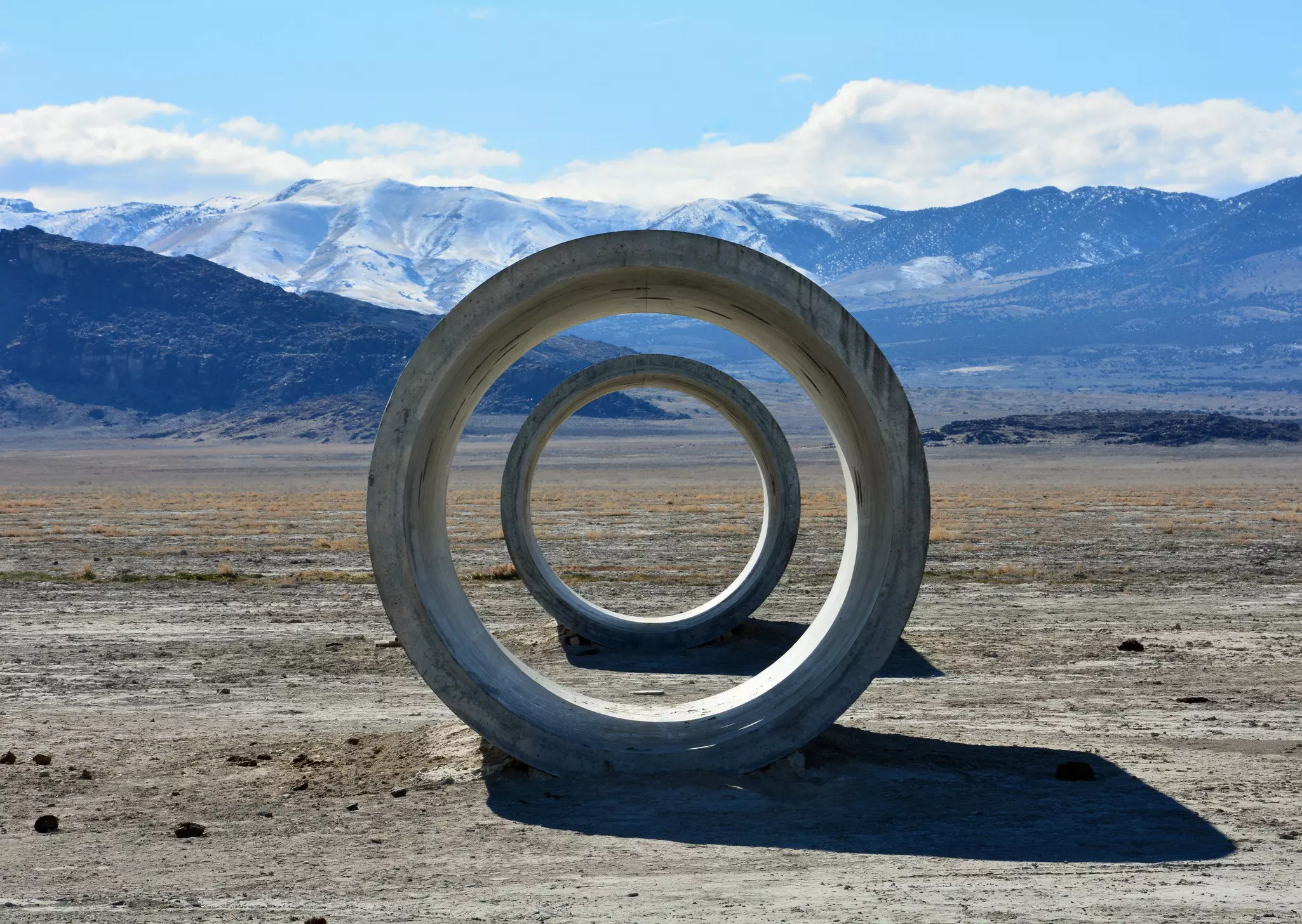 Sun tunnels art installation in the Great Basin Desert.