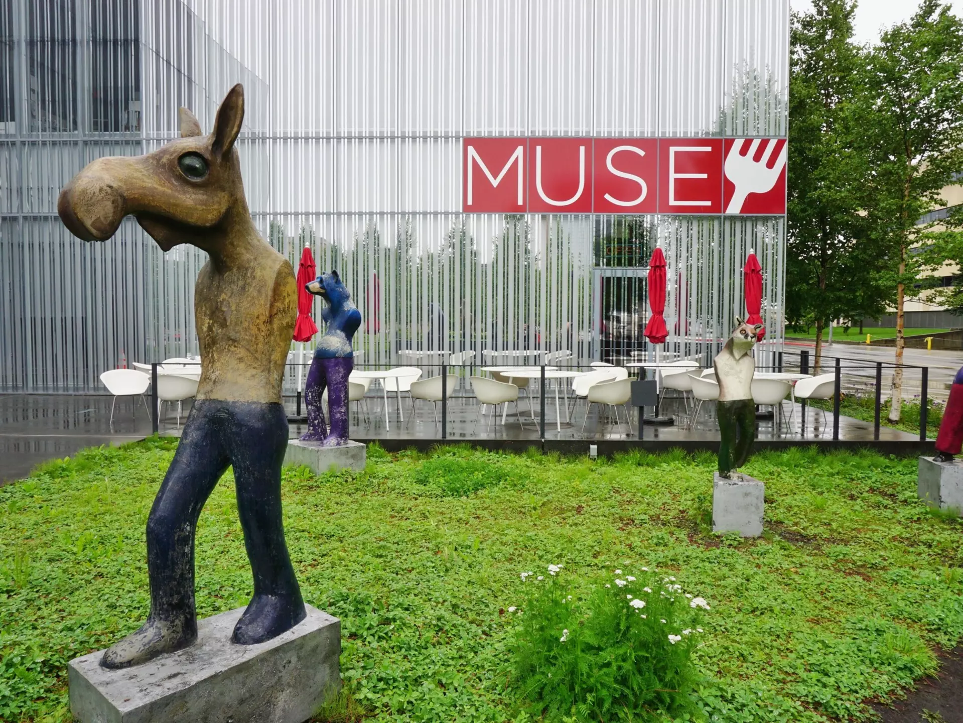 Sculptures outside the Anchorage Museum in Anchorage, Alaska. 