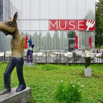 Sculptures outside the Anchorage Museum in Anchorage, Alaska. 