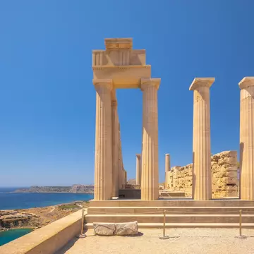 The Temple of Athena Lindia in the Acropolis of Lindos. Shutterstock