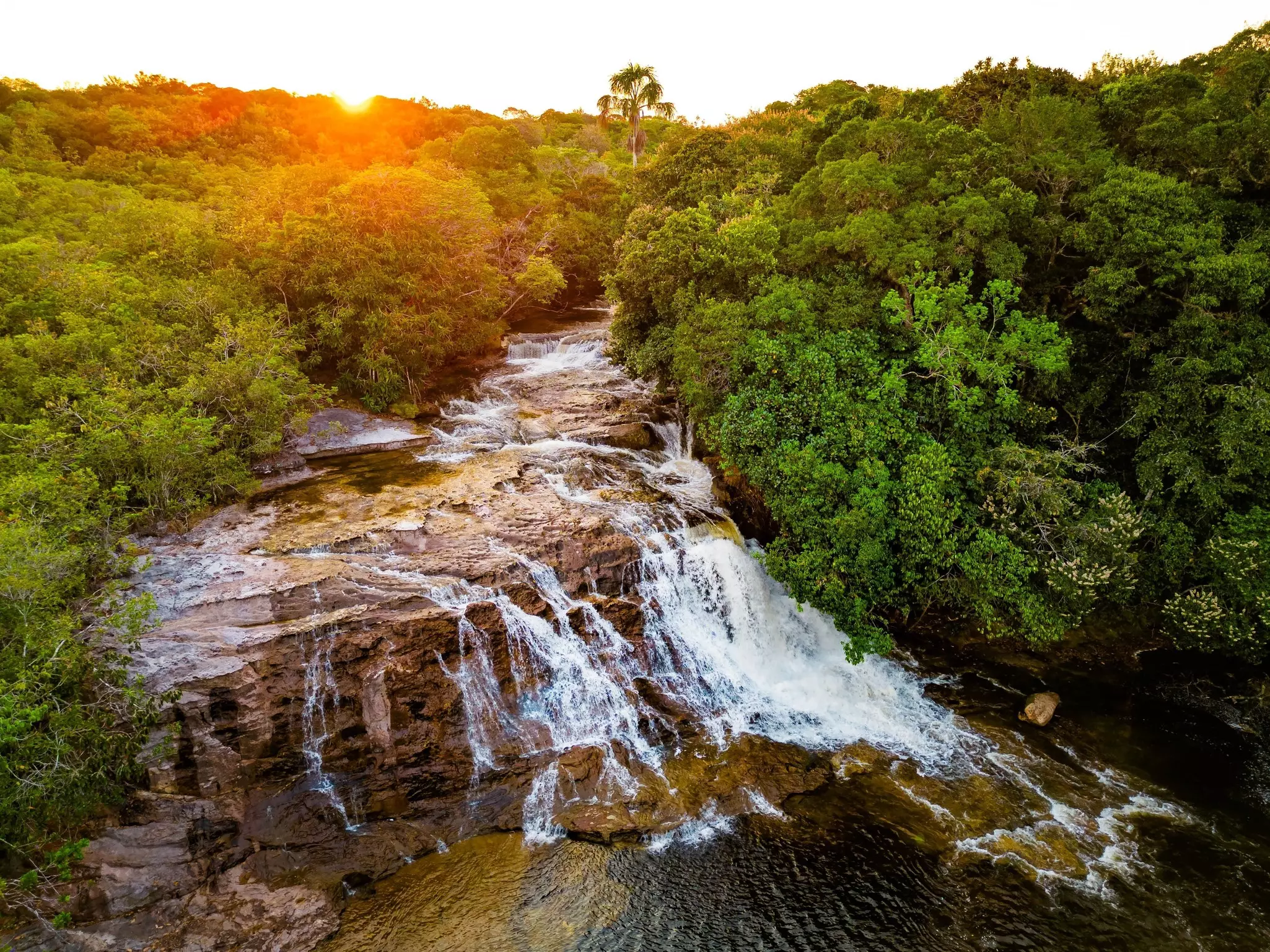 Sunset view of Iracema Presidente Figueiredo waterfall, Brazil. Photo Spirit/Shutterstock