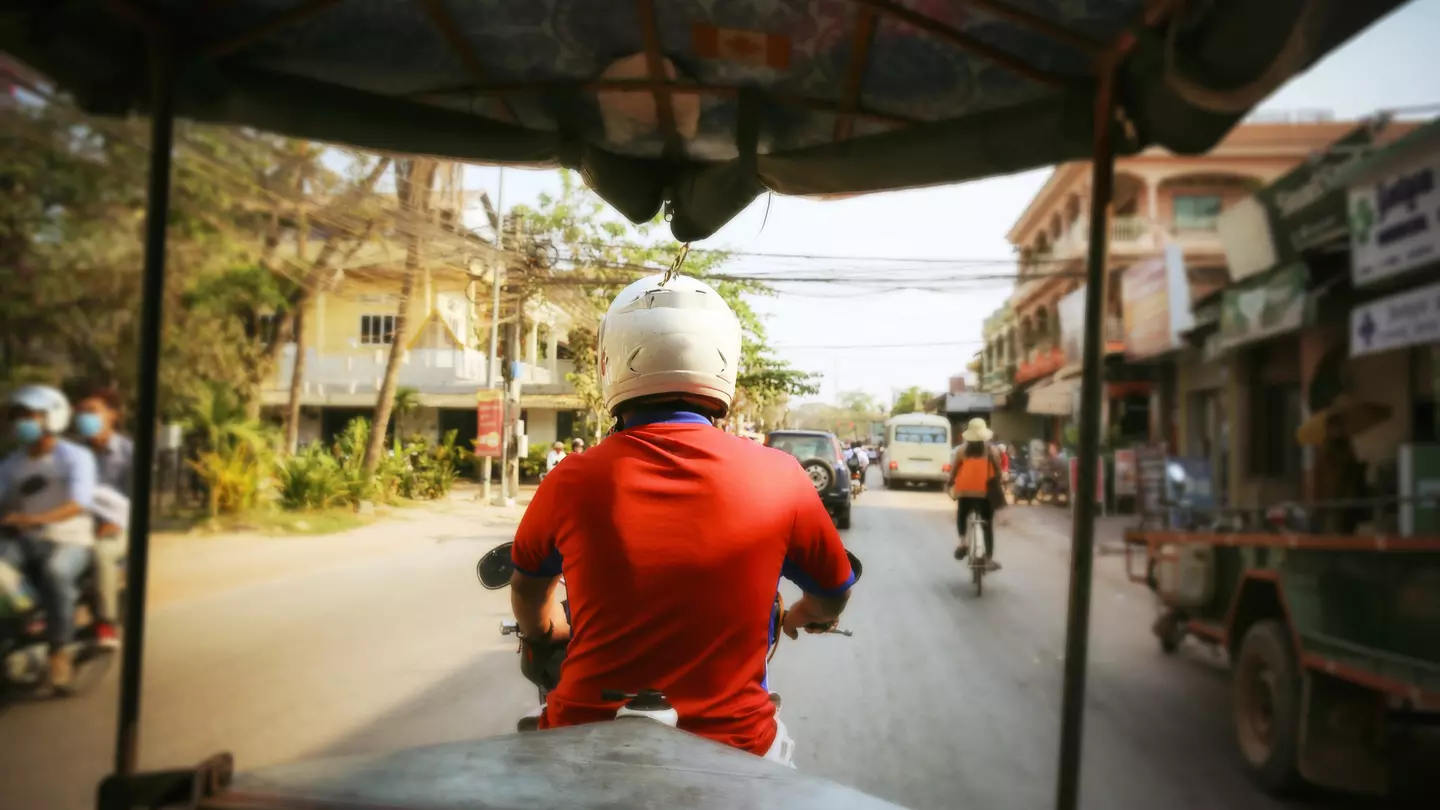 Cambodia, Siem Reap, driving tuk tuk