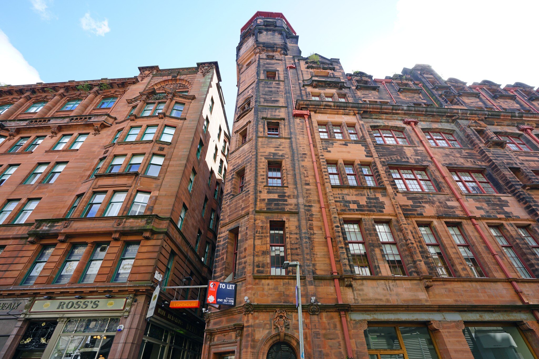 View of the Lighthouse in Glasgow from the street, a building designed by architect Charles Rennie Mackintosh for the Glasgow Herald newspaper in 1895.