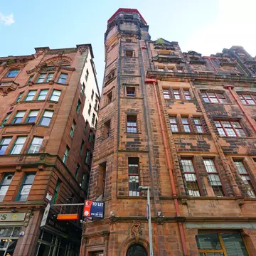 View of the Lighthouse in Glasgow from the street, a building designed by architect Charles Rennie Mackintosh for the Glasgow Herald newspaper in 1895.