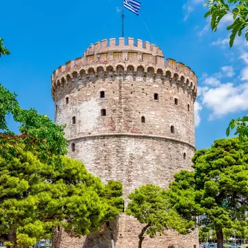 View of the White Tower in Thessaloniki, Greece.
