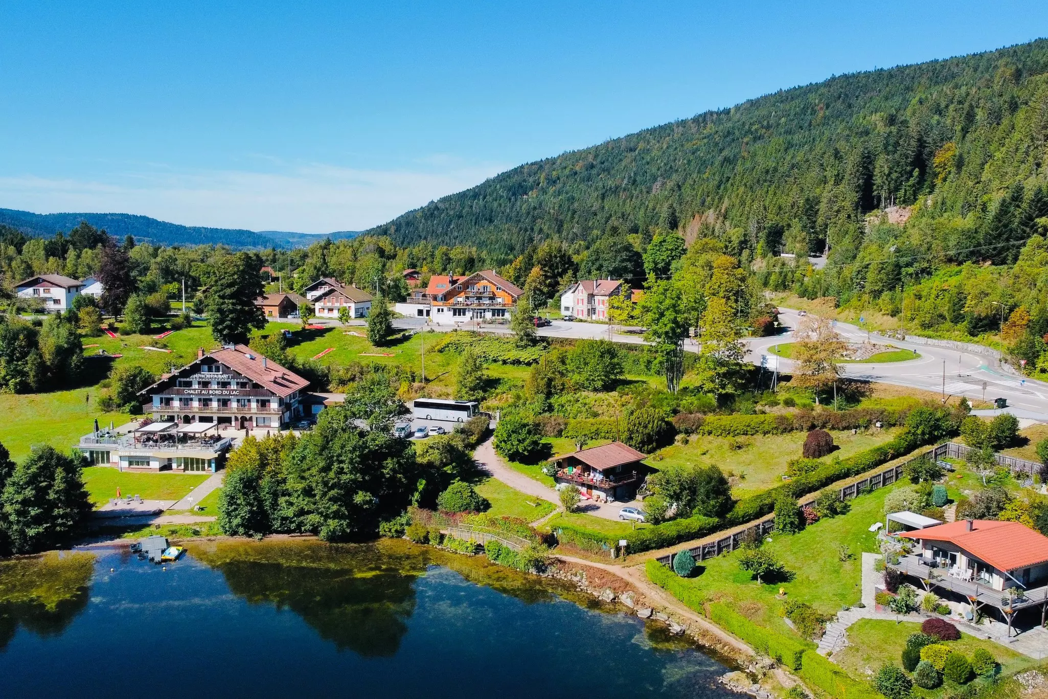 A view over Lac de Gérardmer in Lorraine, France.