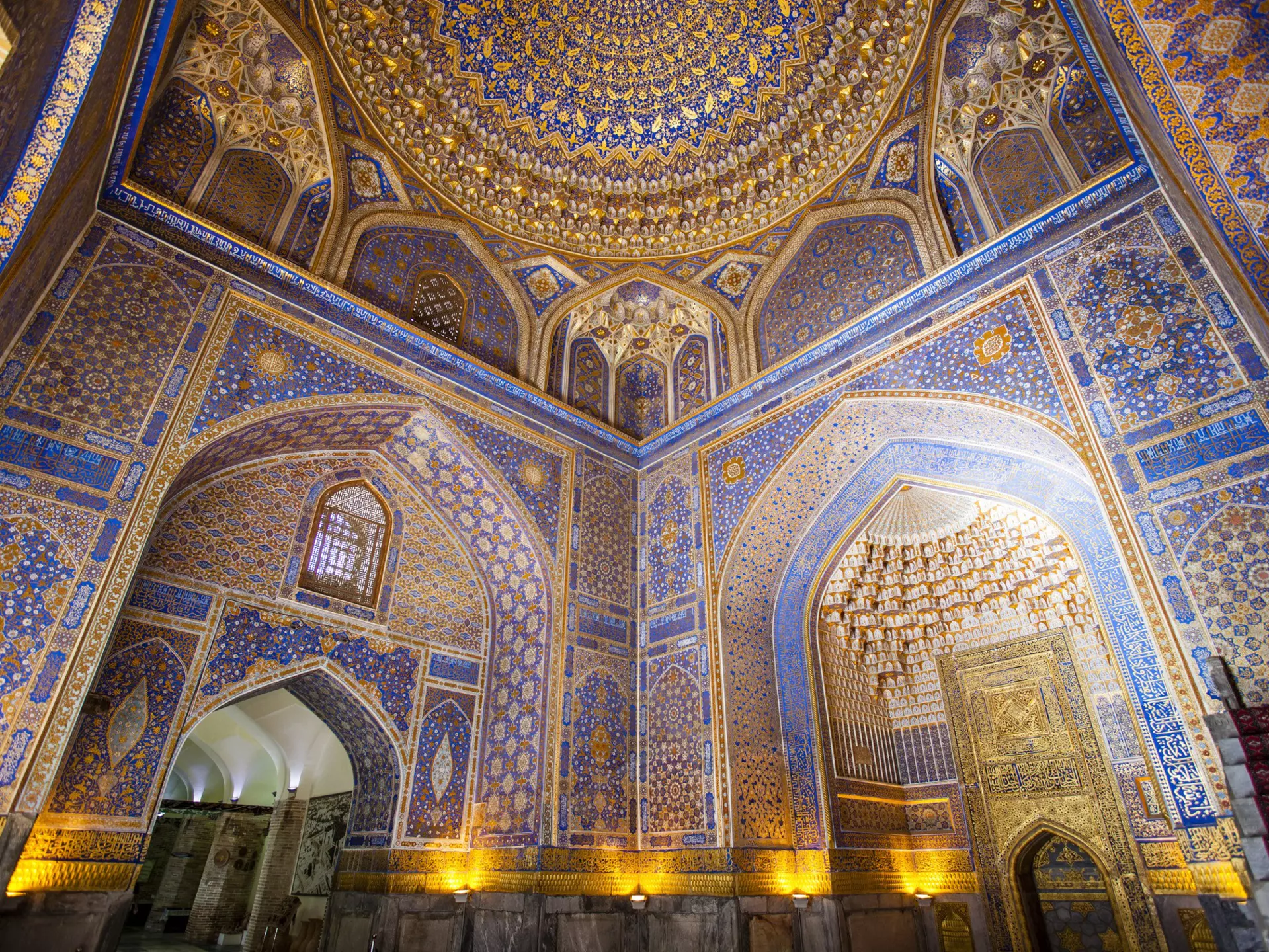 Inside the mosque inside the Tilla-Kari Medressa in Uzbekistan. iStock