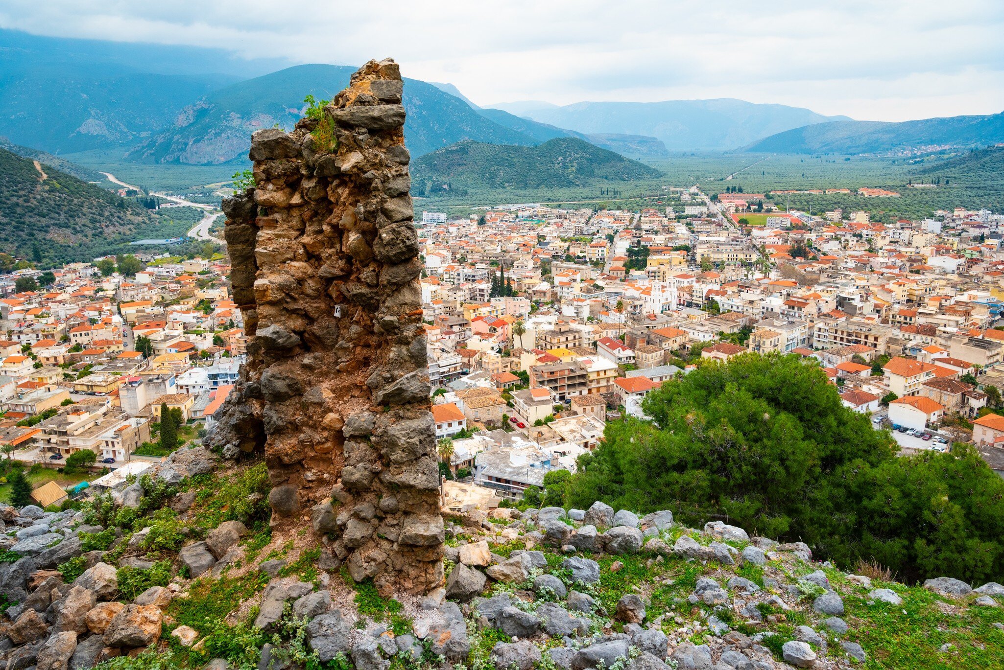 View over the city from Amfissa Castle in Greece.