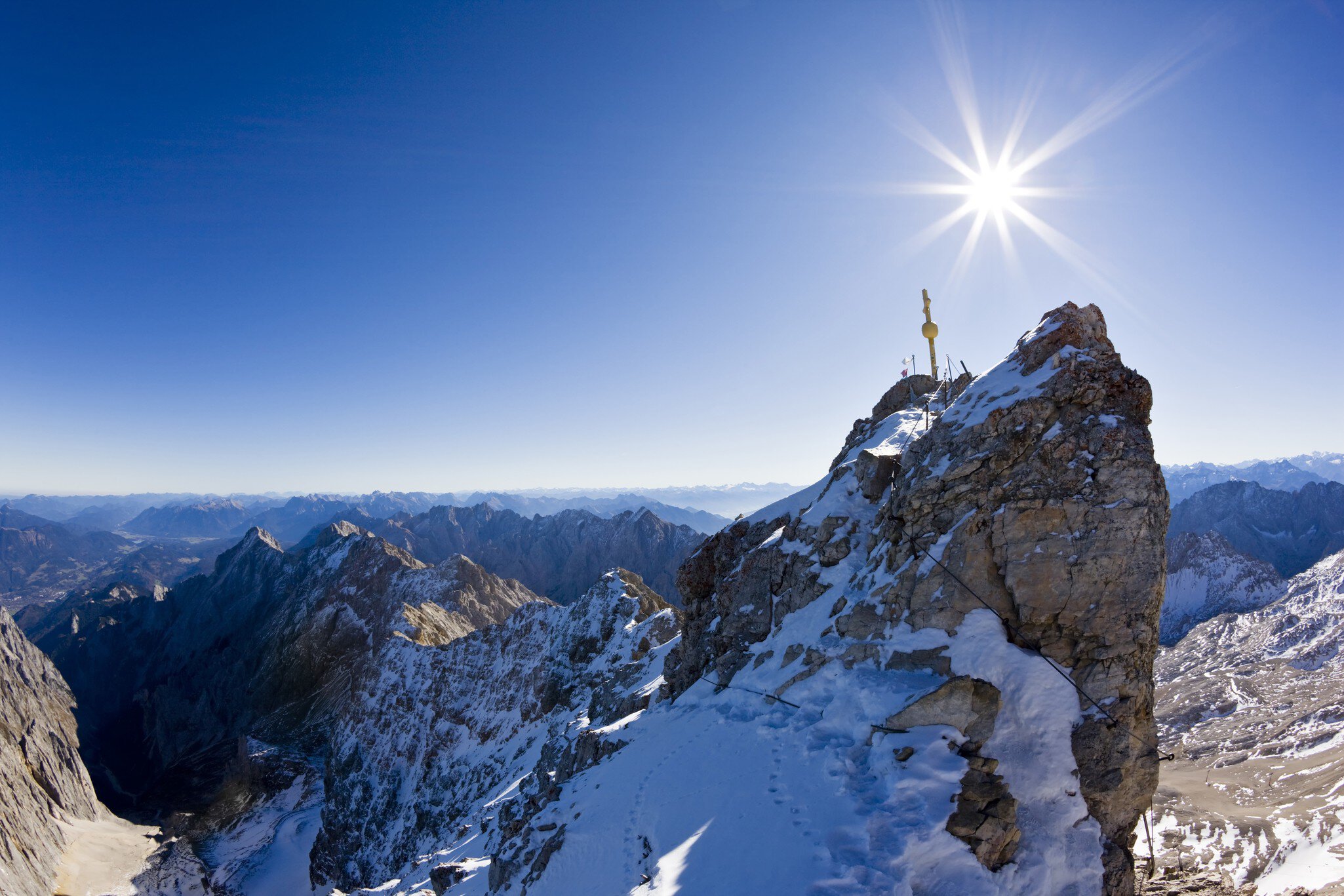 Germany, Bavaria, Wetterstein mountains, Zugspitze, Summit cross