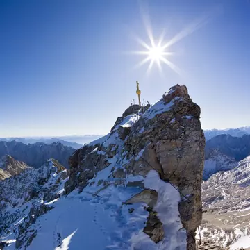 Germany, Bavaria, Wetterstein mountains, Zugspitze, Summit cross