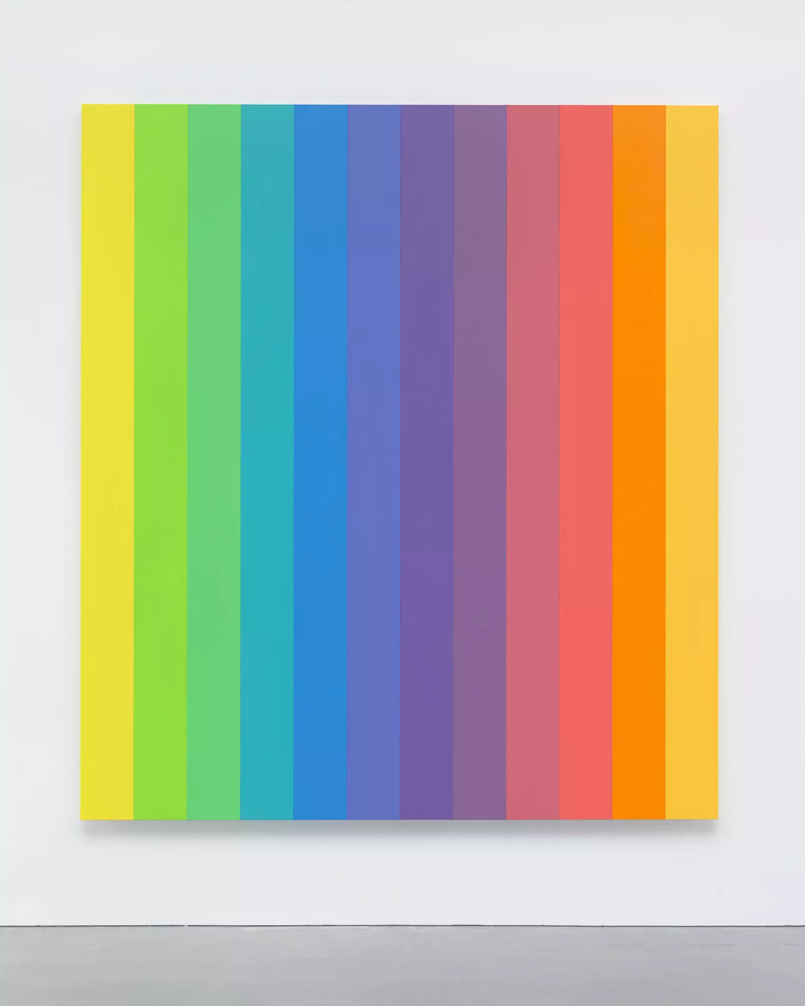 Ellsworth Kelly, “Spectrum IX,” 2014. Acrylic on canvas, 12 joined panels, 107¾ x 96 inches (274 x 243 cm) © Ellsworth Kelly Foundation. Photo: Ron Amstutz, courtesy Matthew Marks Gallery