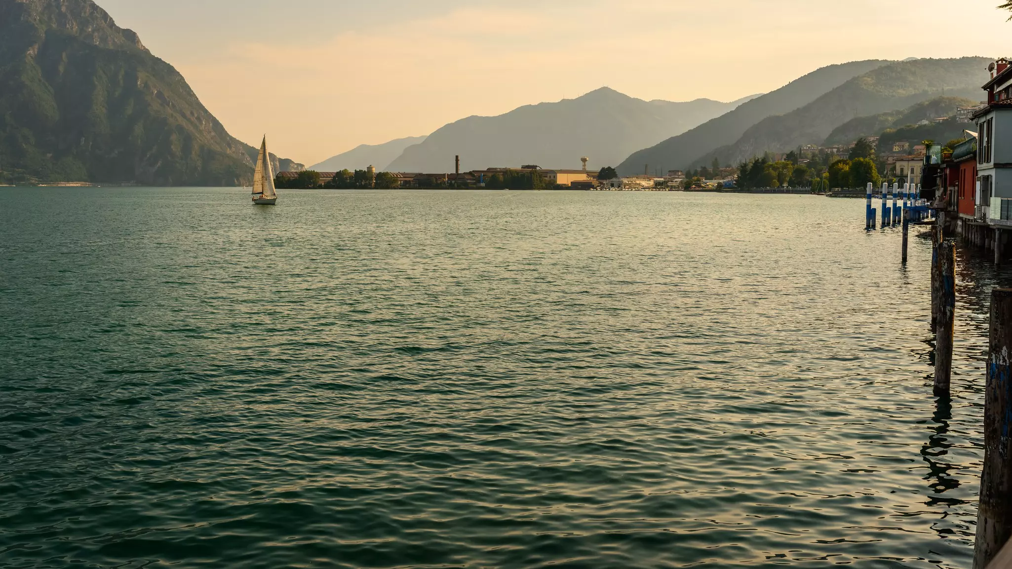 A sailboat on the Lago d’Iseo, Italy