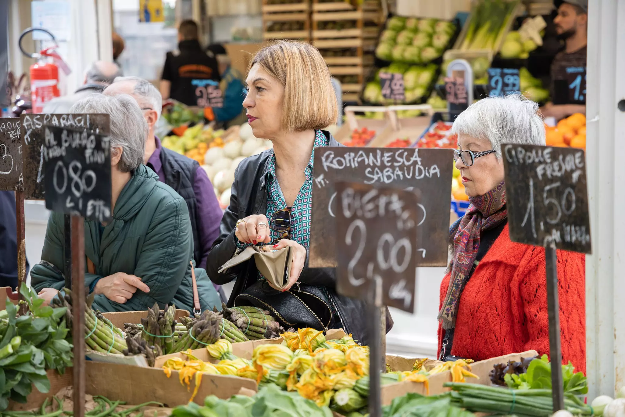Rome (Italy), April 2019. People shopping and enjoying the Mercato di Testaccio.  License Type: media  Download Time: 2022-01-16T12:37:21.000Z  User: claramonitto  Is Editorial: Yes  purchase_order:   