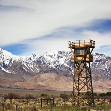 Manzanar National Historic Site, site of World War Two-era internment camp for Japanese-Americans, guard tower