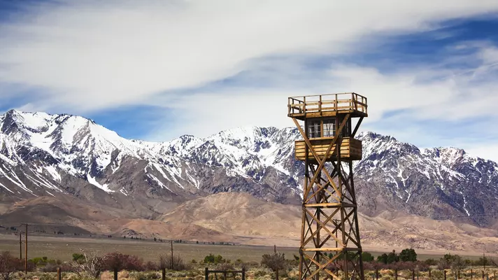 Manzanar National Historic Site, site of World War Two-era internment camp for Japanese-Americans, guard tower