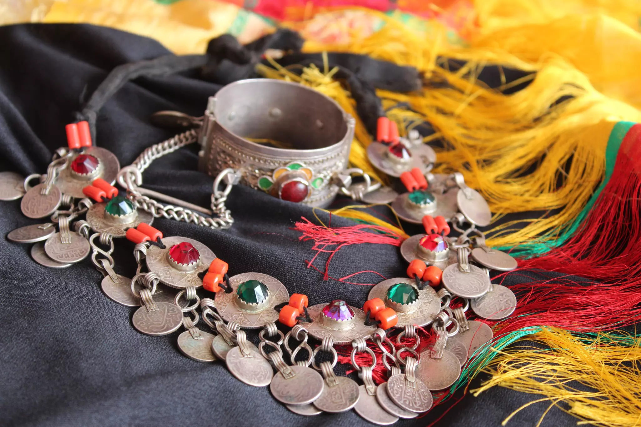 Amazigh jewelry and scarves from southern Morocco