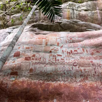 View of rock art at the Cerro Azul hill in the Serrania La Lindosa