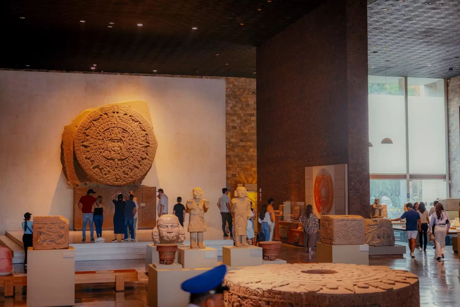 Interior of a room of antiquities at the The National Museum of Anthropology / Museo Nacional de Antropología, Mexico City