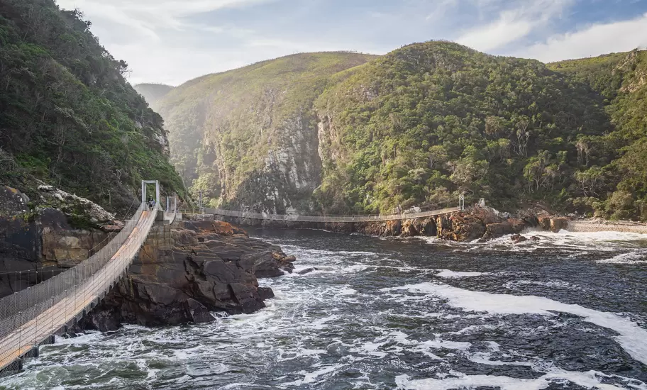 The Storms River suspension bridge in Tsitsikamma National Park, South Africa