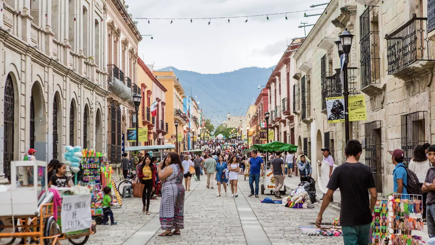 Busy pedestrian street in downtown Oaxaca