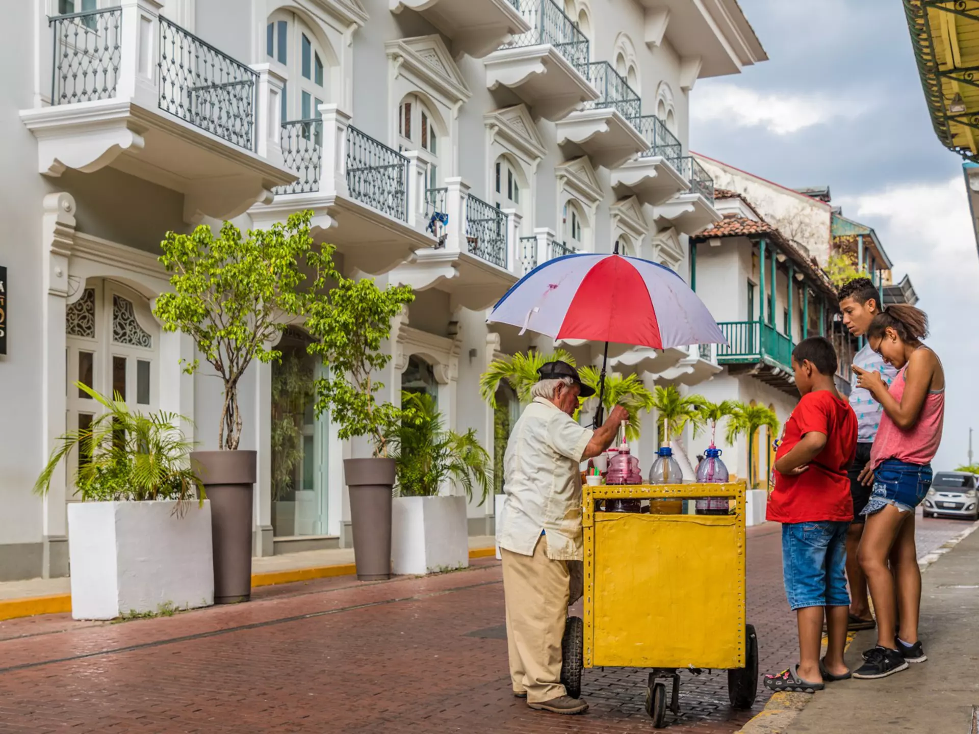 Panama City Panama. March 2018. An ice cream seller in Panama City in Panama.; Shutterstock ID 1174033642; your: Claire Naylor; gl: 65050; netsuite: Online editorial; full: Panama City budget