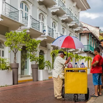 Panama City Panama. March 2018. An ice cream seller in Panama City in Panama.; Shutterstock ID 1174033642; your: Claire Naylor; gl: 65050; netsuite: Online editorial; full: Panama City budget