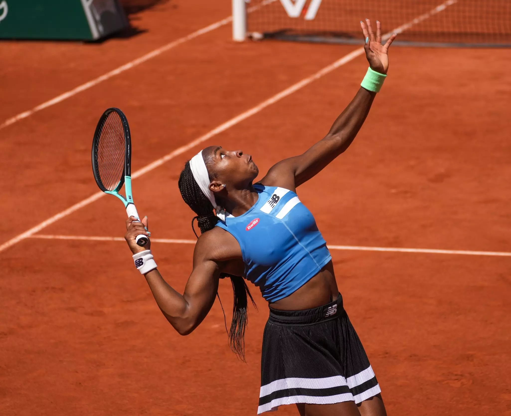 Professional tennis player Coco Gauff in action at the French Open