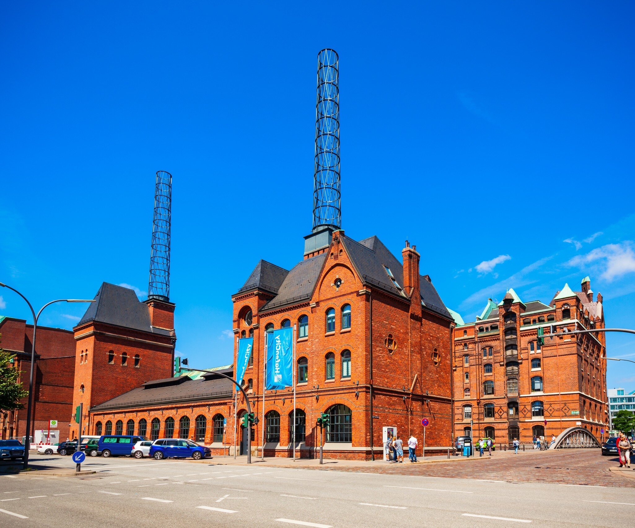 The HafenCity Info Center occupies the former boiler house in Hamburg, Germany.