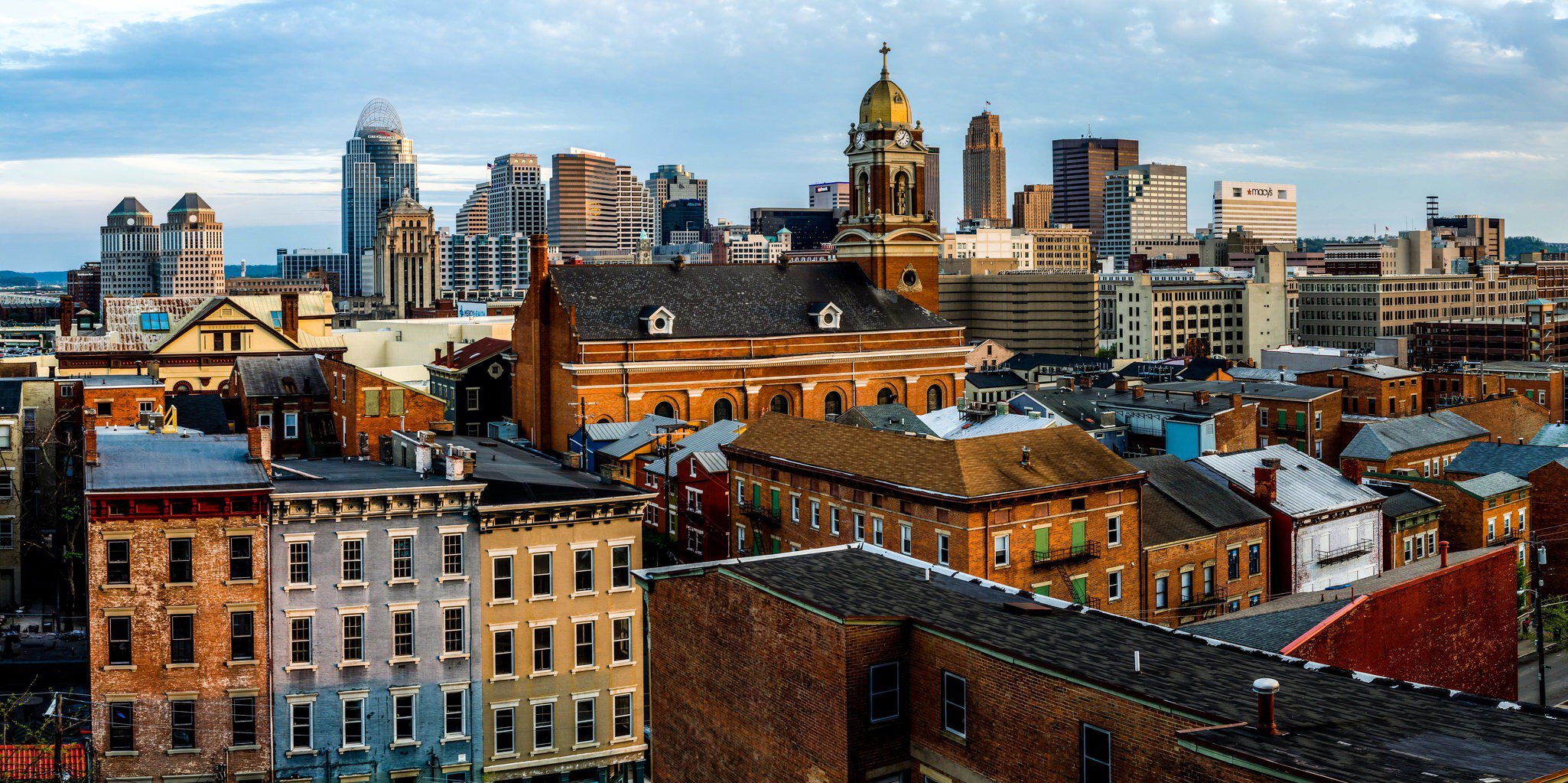 View of Cincinnati skyline  from Over The Rhine district.