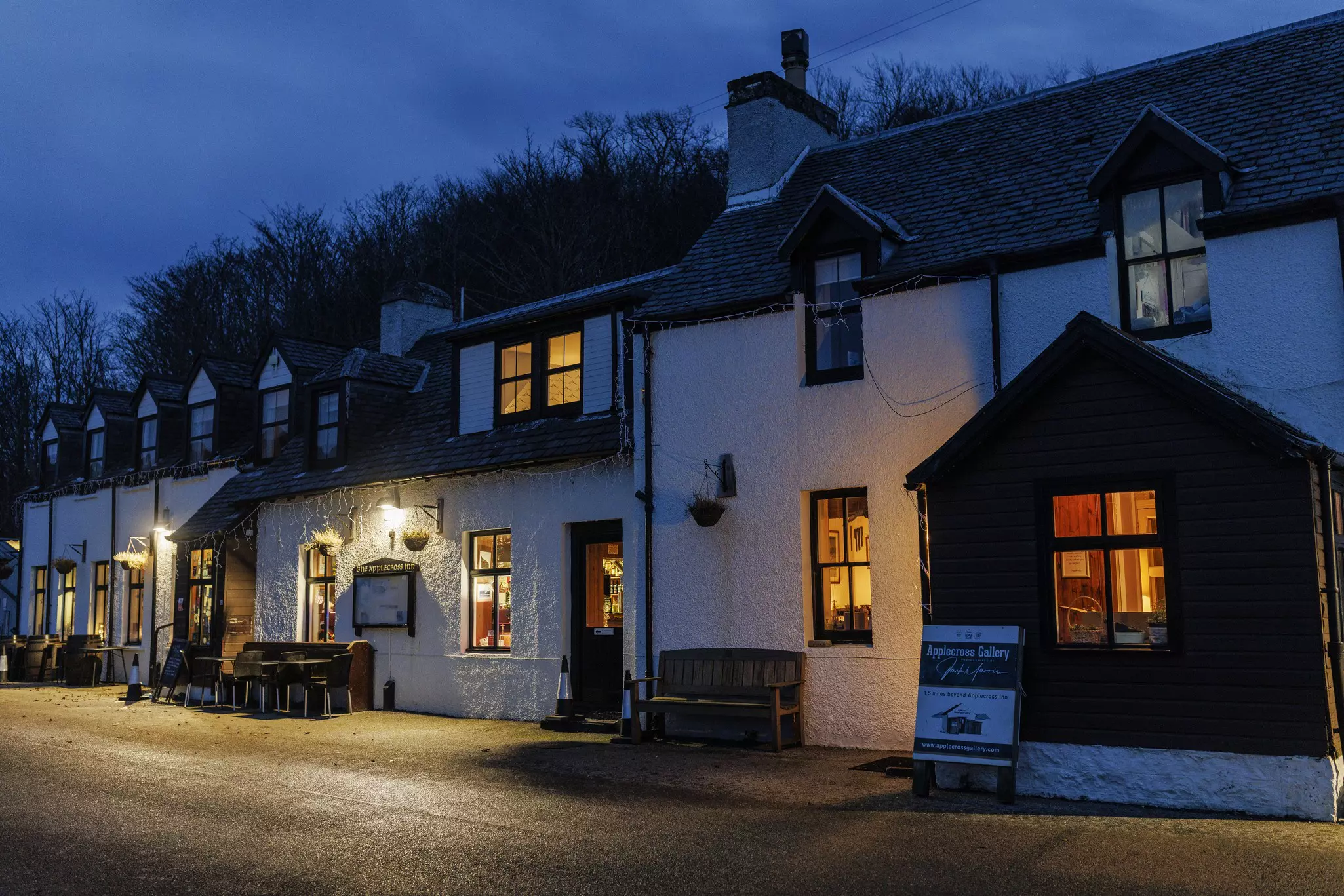 The Applecross Inn, a cozy pub and hotel on the NC500 driving route in the Scottish Highlands.